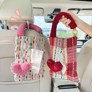 Creative Car Tissue Box Advanced Sense Cute Color Love Net Red High Color Value Car Tissue Hanging Bag Fabric Trendy Women