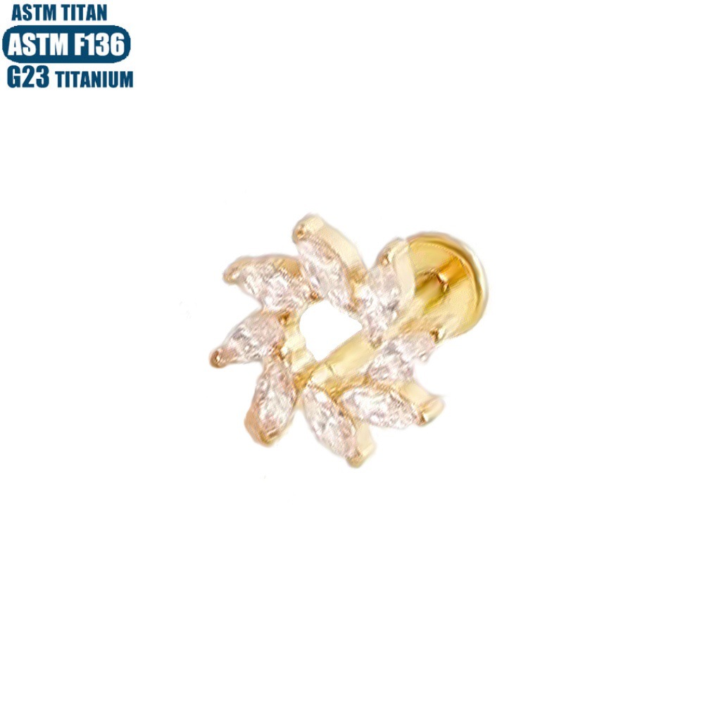 16G labret stud size and finish detail