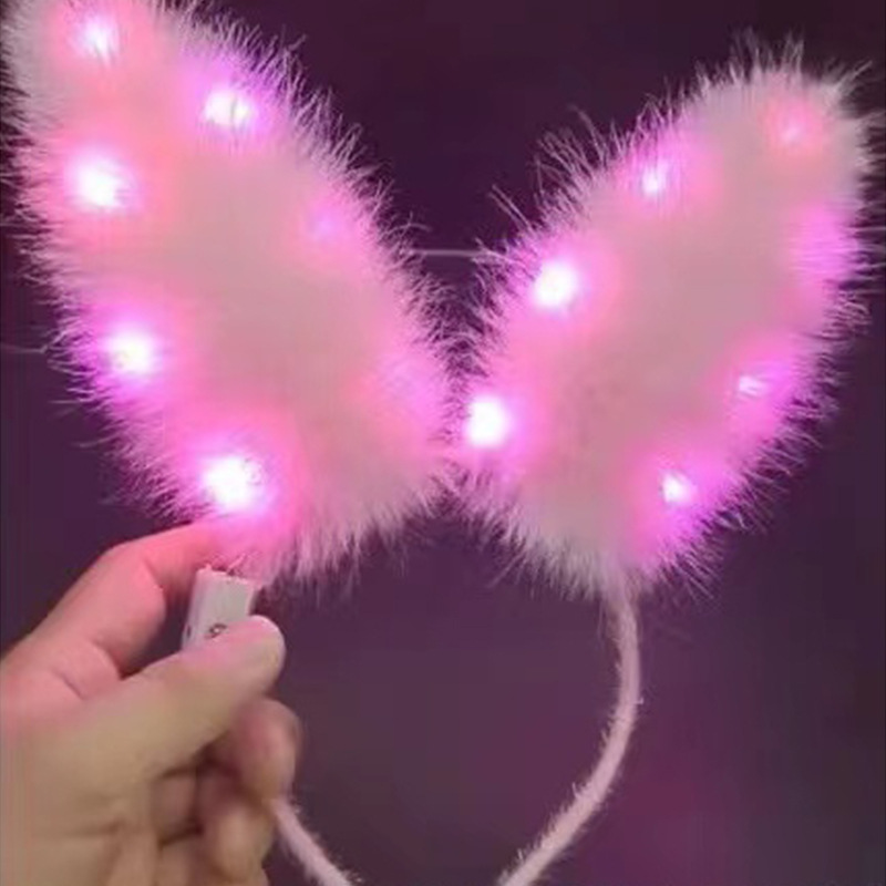 Luminoso Fox diadema Fox felpa Orejas de conejo orejas de gato horquilla bar concierto puesto diadema luminosa