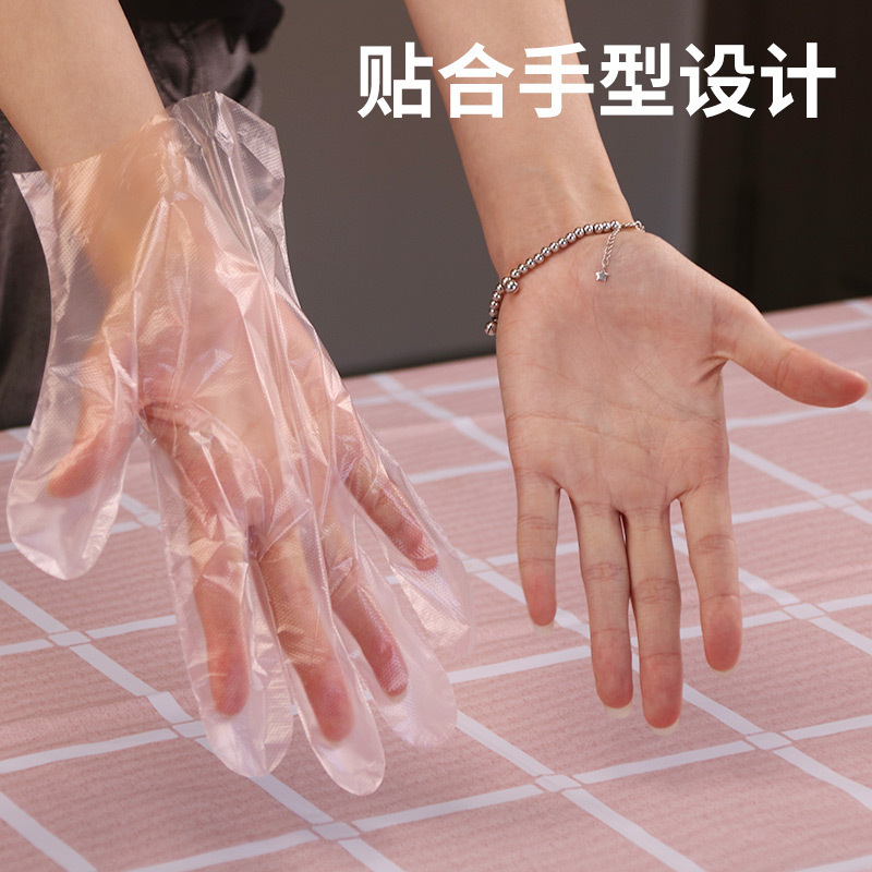 Guantes desechables PE en caja 500 piezas transparente engrosada y resistente de calidad alimentaria catering guantes de película para llevar