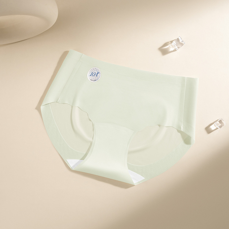 Ropa interior que no deja marcas, estilo de verano, seda de hielo delgada, entrepierna de algodón puro 10A, entrepierna antibacteriana, cintura media, piel de leche transpirable, ropa interior triangular para mujer