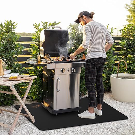 Amazon Outdoor Fireproof BBQ Mat, Patio BBQ Equipment, High-Temperature Resistant, Oil-Proof, Non-Slip, Stove Base Protective Mat