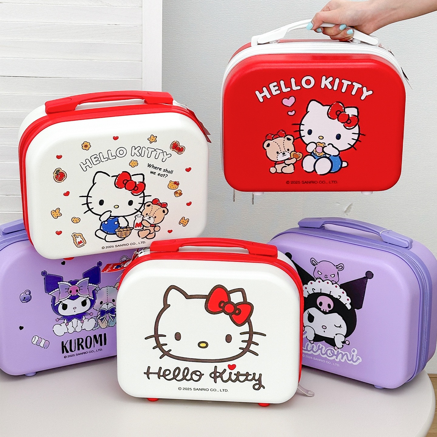 Genuine Sanrio Travel Portable Makeup Case Suitcase Small Mini Hello Kitty Storage Box Jewelry Box Gift Box