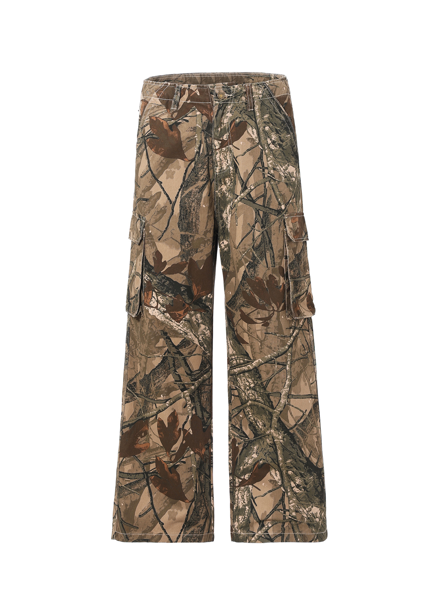 LKTMメンズ # アメリカンレトロ枝迷彩工装パンツ男女デザイン感ファッションブランドゆるいアウトドアカジュアルパンツ