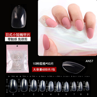 AN57 transparent full nail patch Japanese small size short oval nail sheet value 600 pieces