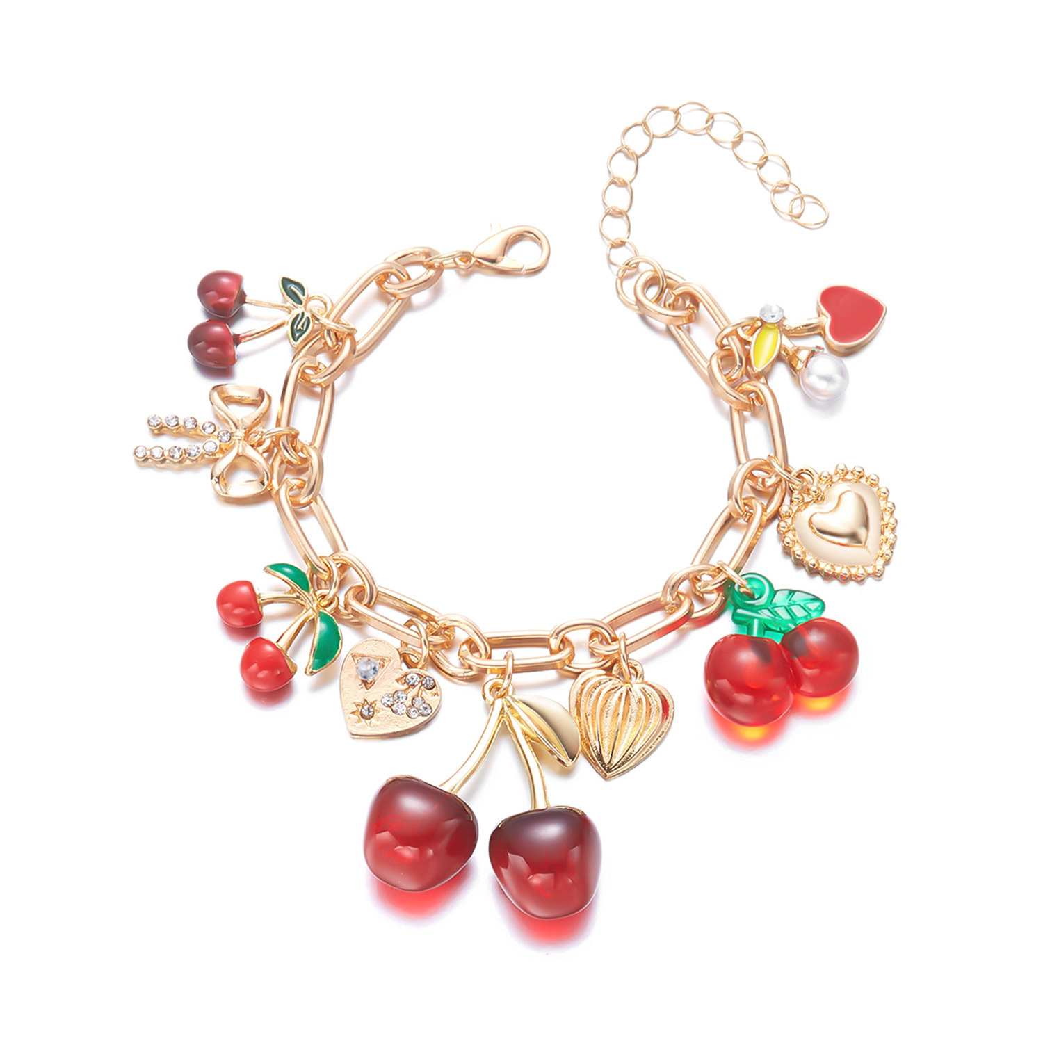 Elegantes Perlenarmband Mit Kristall Früchte Anhänger_voghion.com
