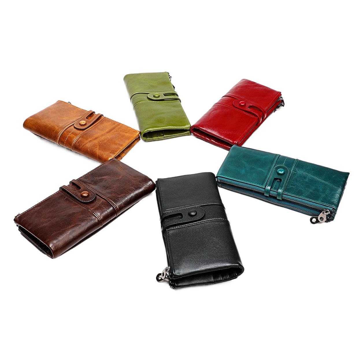 Cross-Border Supply Rfid Women's Wallet Genuine Leather First-Layer Cowhide 80% off Multi-Functional Long Wallet Custom-Made Coin Purse