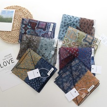 腰果花长条丝巾女拼色新款夏天高级感斜角小围巾韩国时髦穿搭单品