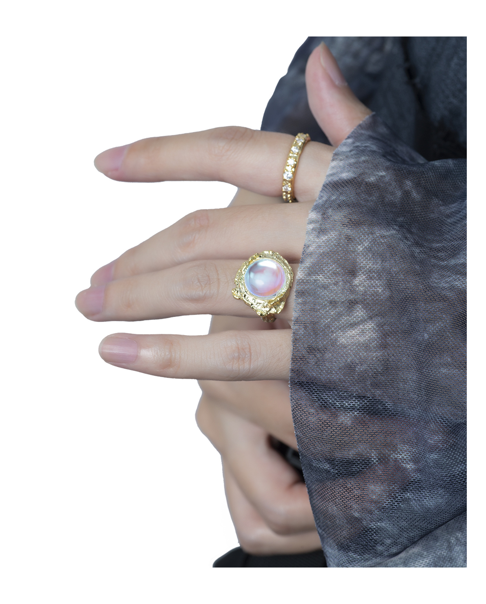 Fashion Geometric Copper Plating Moonstone Open Ring