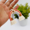 Woven rainbow brand keychain handmade with tassels, knitted bag decoration, accessory, European style