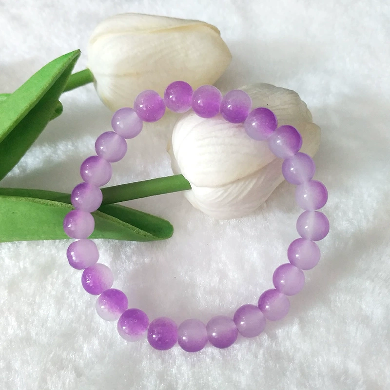Градиентная стекольная бусинная bracelet, бусины 8 мм, ледяная прозрачная двухцветная отделка, разнообразные цвета