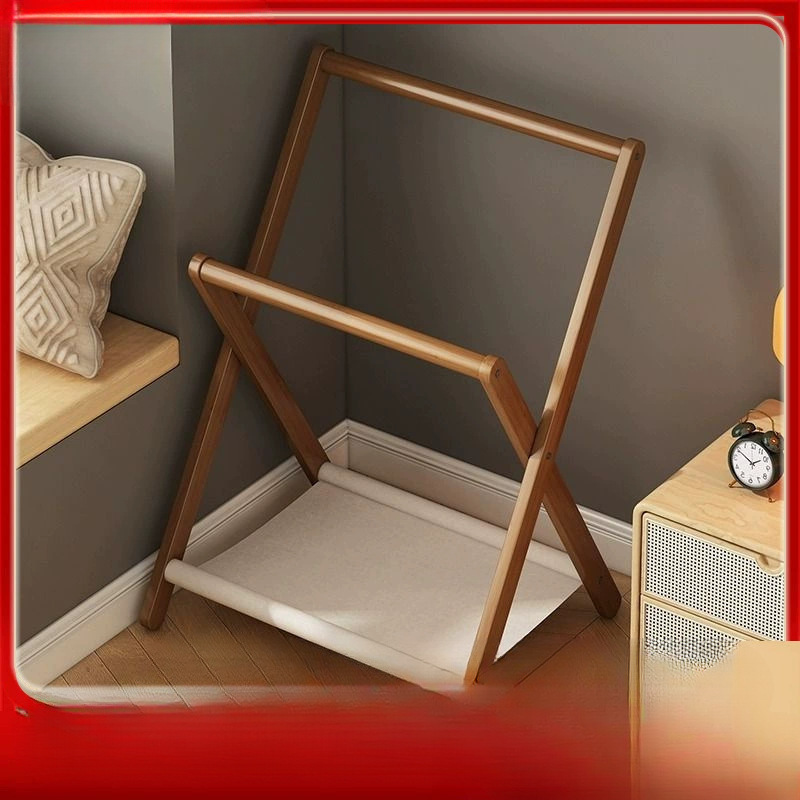 Bedside Coat Rack Floor-Standing Foldableing Small Solid Wood Bedroom Temporary Clothes Storage Scandinavian Clothes Rack for Sleeping at Night