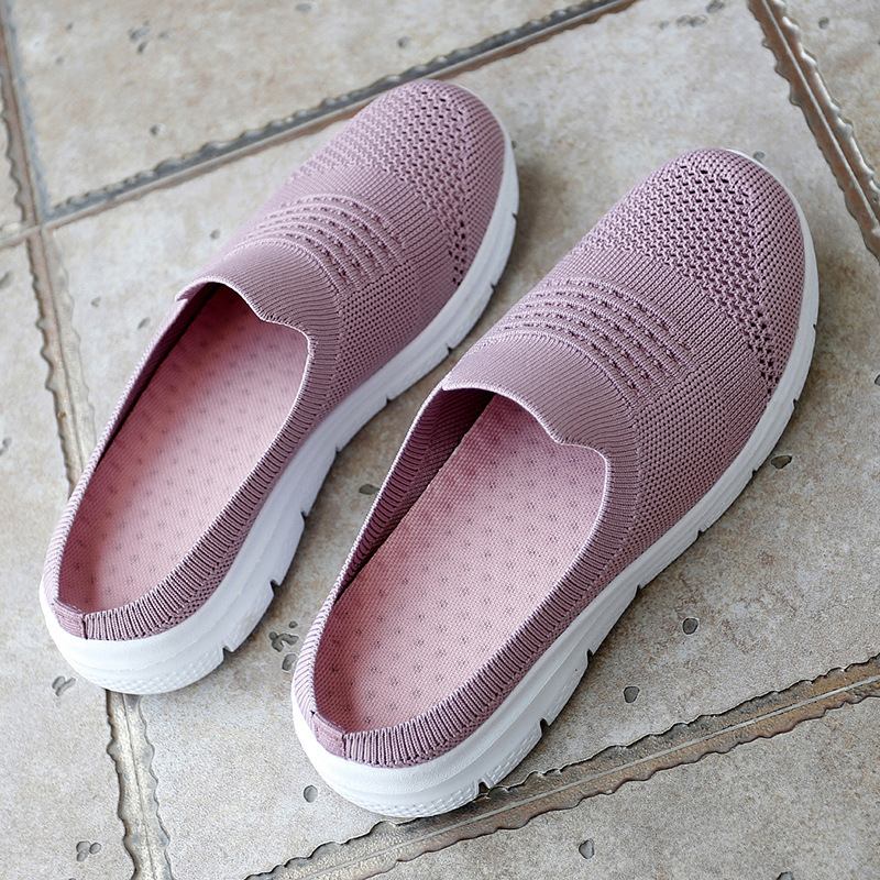 2022 Summer New Daily Casual Fashion Flying Weaver Women's Shoes Youth Fashion Breathable Lightweight Non-slip Women's Half-tow