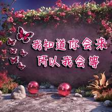 网红打卡拍照区布置室户外背景墙面装饰玫瑰花高级感互动背造景贴