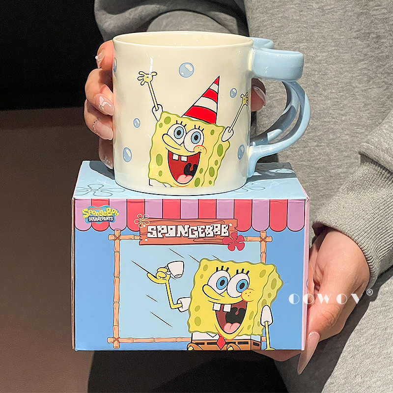 海绵宝宝大容量马克杯陶瓷杯子女生高颜值情侣喝水杯家用生日礼物|undefined