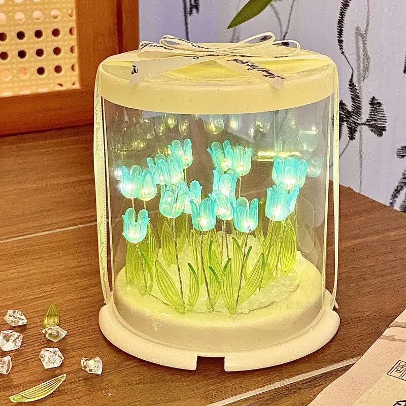 爆款郁金香小夜灯手工diy材料包蛋糕盒浪漫花海氛围灯创意小礼物|undefined