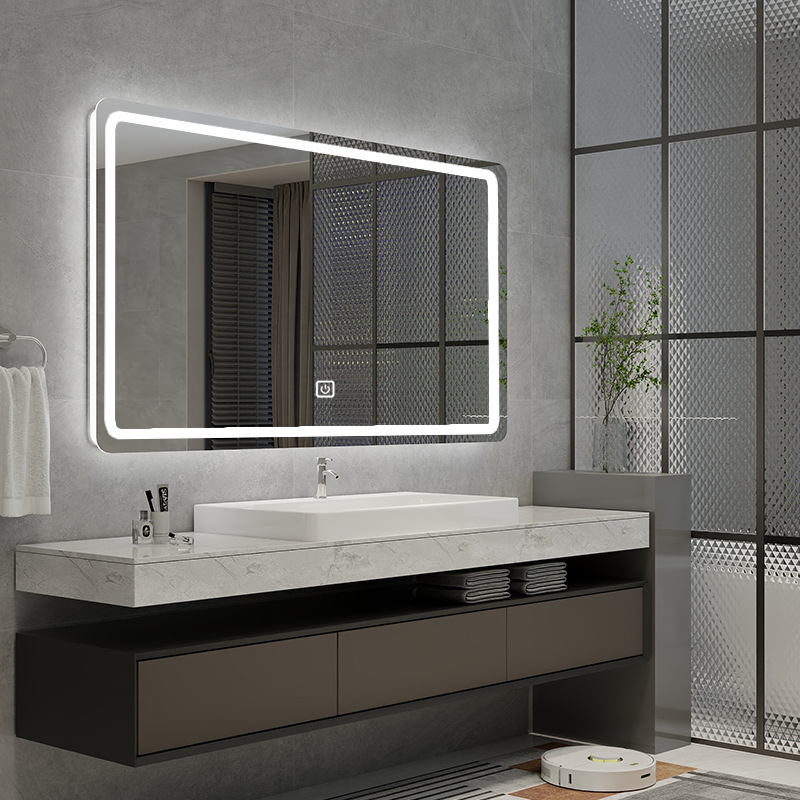天貓精靈衛生間觸摸屏智能鏡方鏡洗手間led發光防霧加熱浴室鏡子