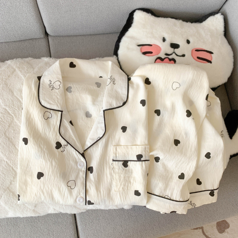 云朵棉秋季新款睡衣女长袖翻领卡通甜美可爱高级网红风家居服套装|undefined