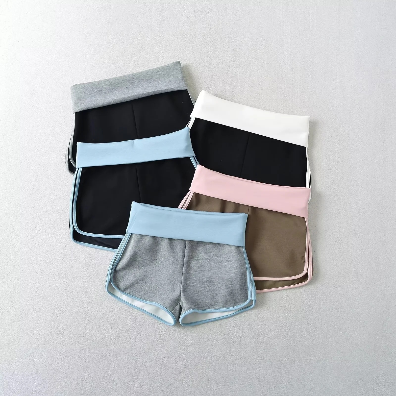 American Spice Girls Double-Layer High Waist Tight Pants Shorts Women's Summer New Sports Yoga Fitness Color-Blocked Hedge Hot Pants