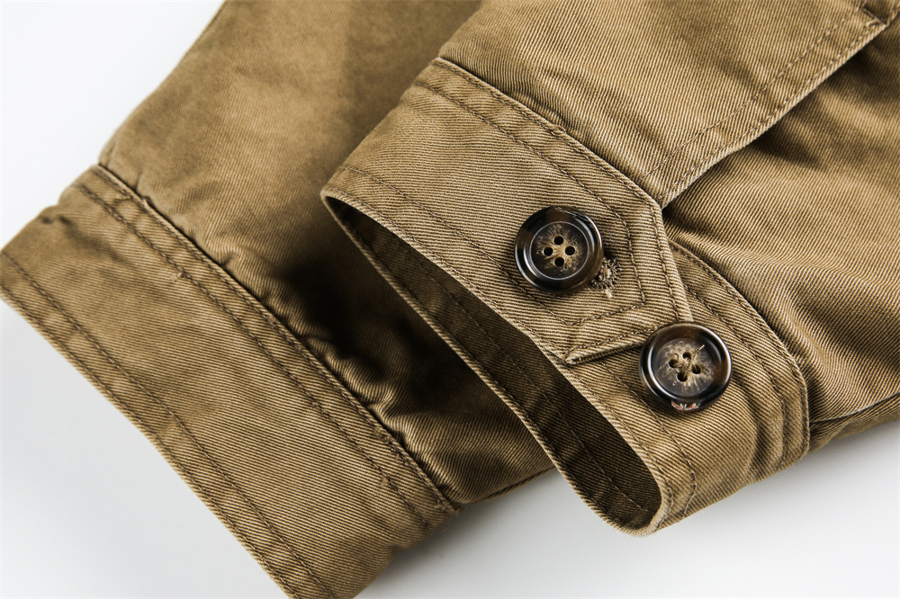 Men's Stand Collar Patchwork Workwear Jacket Loose Fit Trendy Top_voghion.com
