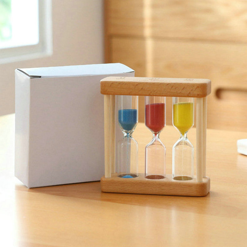 Reloj de arena temporizador decoración traje de madera/3/5 minutos reloj de arena creativo