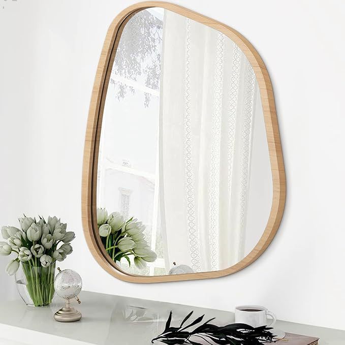 Customized Simple Solid Wood Creative Irregular Mirror Living Room Bedroom Special-Shaped Decorative Mirror Bathroom Wall Mirror