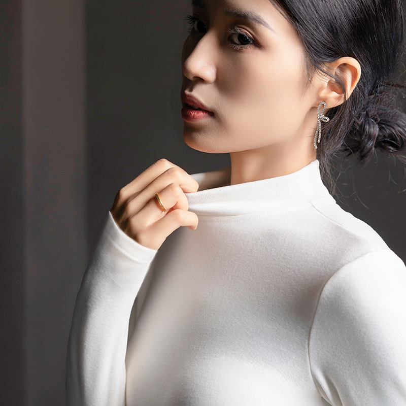 新款莱赛尔打底衫女秋修身显瘦内搭半高领打底t恤衫薄款长袖8881|undefined