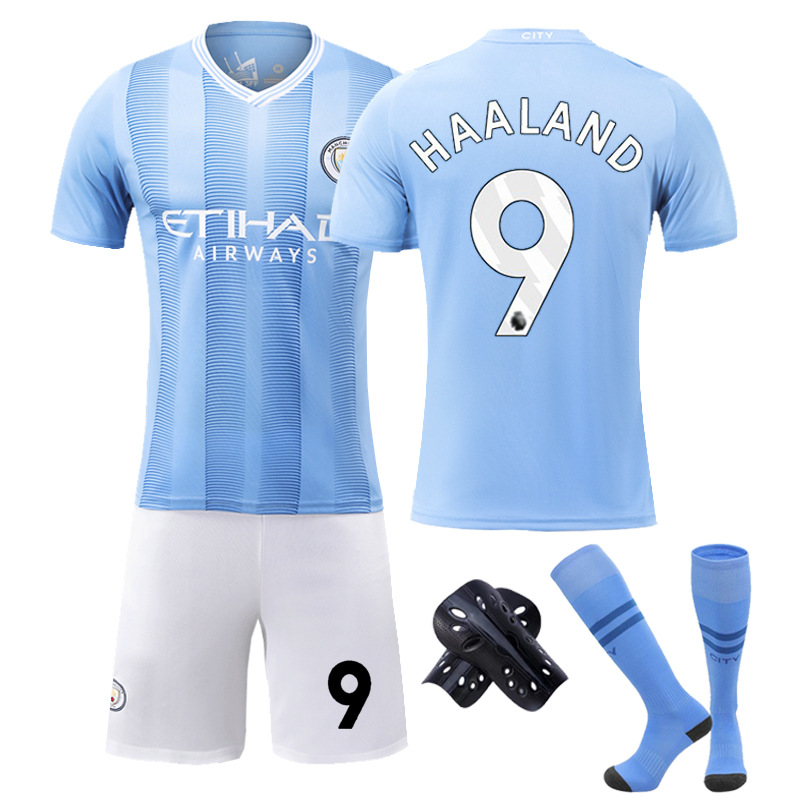 2324 Manchester City casa versión correcta N ° 9 Harland N ° 17 de Blaue fútbol ropa niños traje adulto