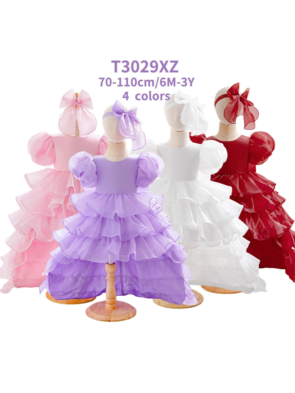 Nuevo vestido de noche de niñas pastel vestido de trailing vestido de oganza vestido de cumpleaños de niñas vestido de niños vestido