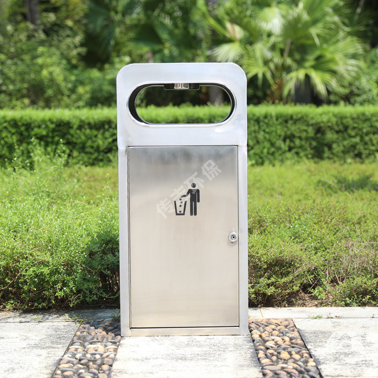 户外方形不锈钢垃圾桶 景区游乐园单筒金属果皮箱 室内环卫垃圾箱