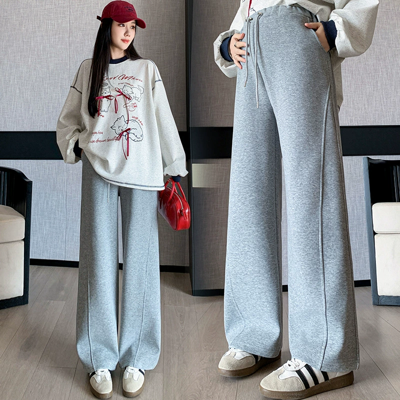 Брюки для беременных 2024 весна и осень носить широкие бараньи бархатные банановые брюки без живота высокие брюки для беременных