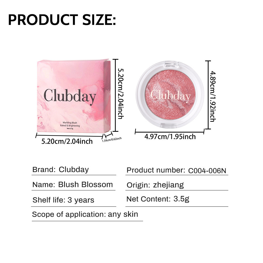 Nuevo producto transfronterizo, maquillaje facial, brillo nacarado, bandeja de rubor, multiusos, polvo para hornear fácil de colorear, rubor de alto brillo