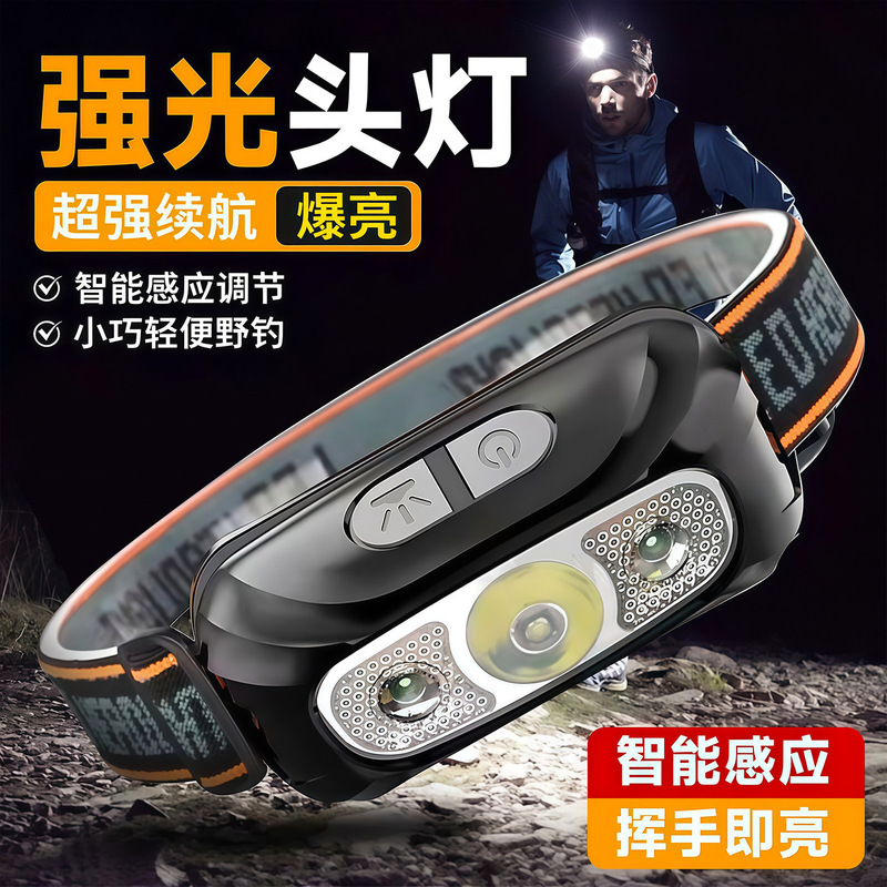 New LED headlamp with hand-wave sensor, USB rechargeable head-mounted headlamp for night running and fishing, mini headlamp wholesale New LED headlamp with hand-wave sensor, USB rechargeable head-mounted headlamp for night running and fishing, mini headlamp wholesale