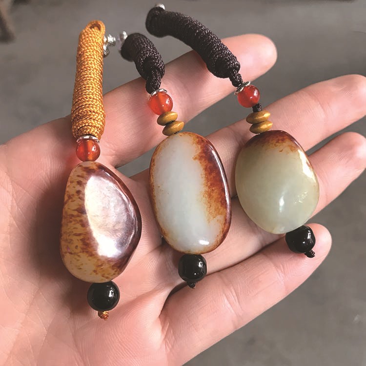 和田玉籽料原石吊坠 毛衣链项链吊坠 玉佩挂件 裸石原石吊坠