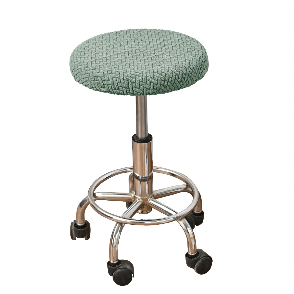 Conjunto de taburete redondo a rayas de jacquard transfronterizo, conjunto de taburete redondo elástico de color sólido universal, funda de silla de bar de barbería en stock