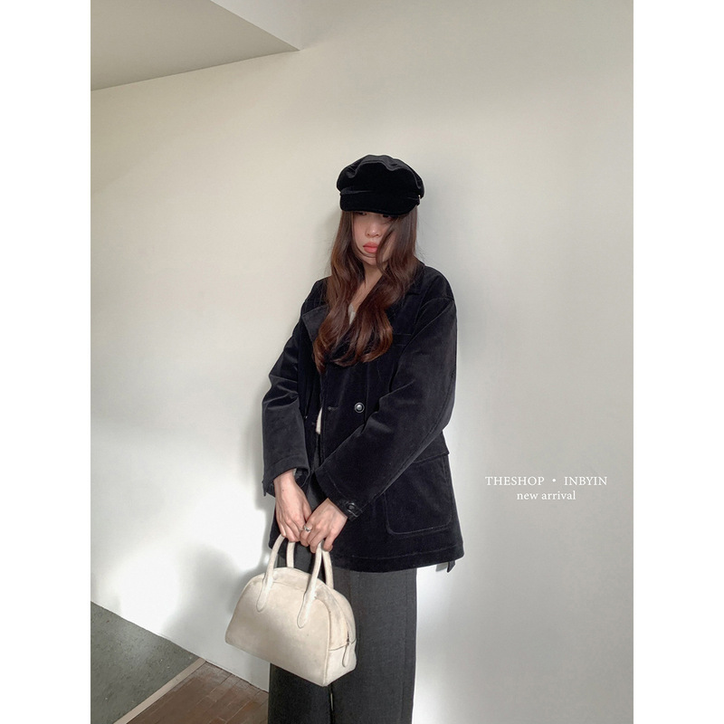 [No Returns or Exchanges] Corduroy Lapel Padded Jacket, Mid-Length Winter Women's Clothing, Tie-Up Warm Thickened Cotton Coat