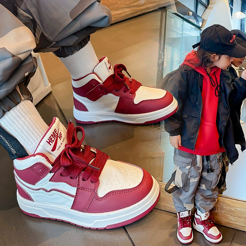 Детские высокие классические кроссовки 2023 Весна и осень Новые повседневные кроссовки для девочек в Корейском стиле, черно-белые туфли с пандой для мальчиков