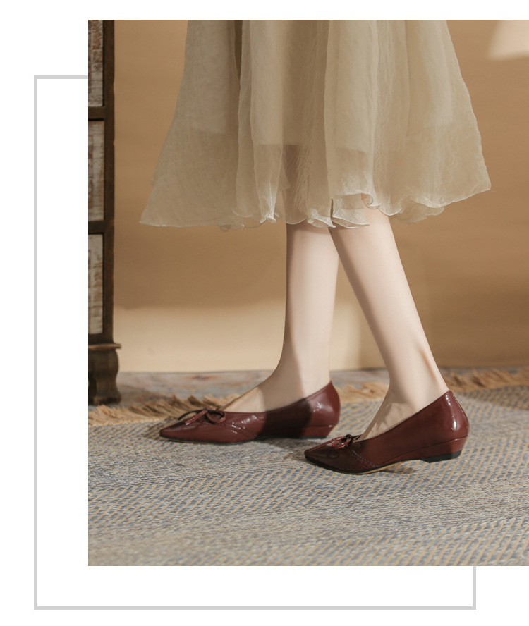 Giày cao gót nữ mũi nhọn gót wedge kiểu Pháp, gót thấp đa năng, miệng giày nông — màu đen chi tiết 22
