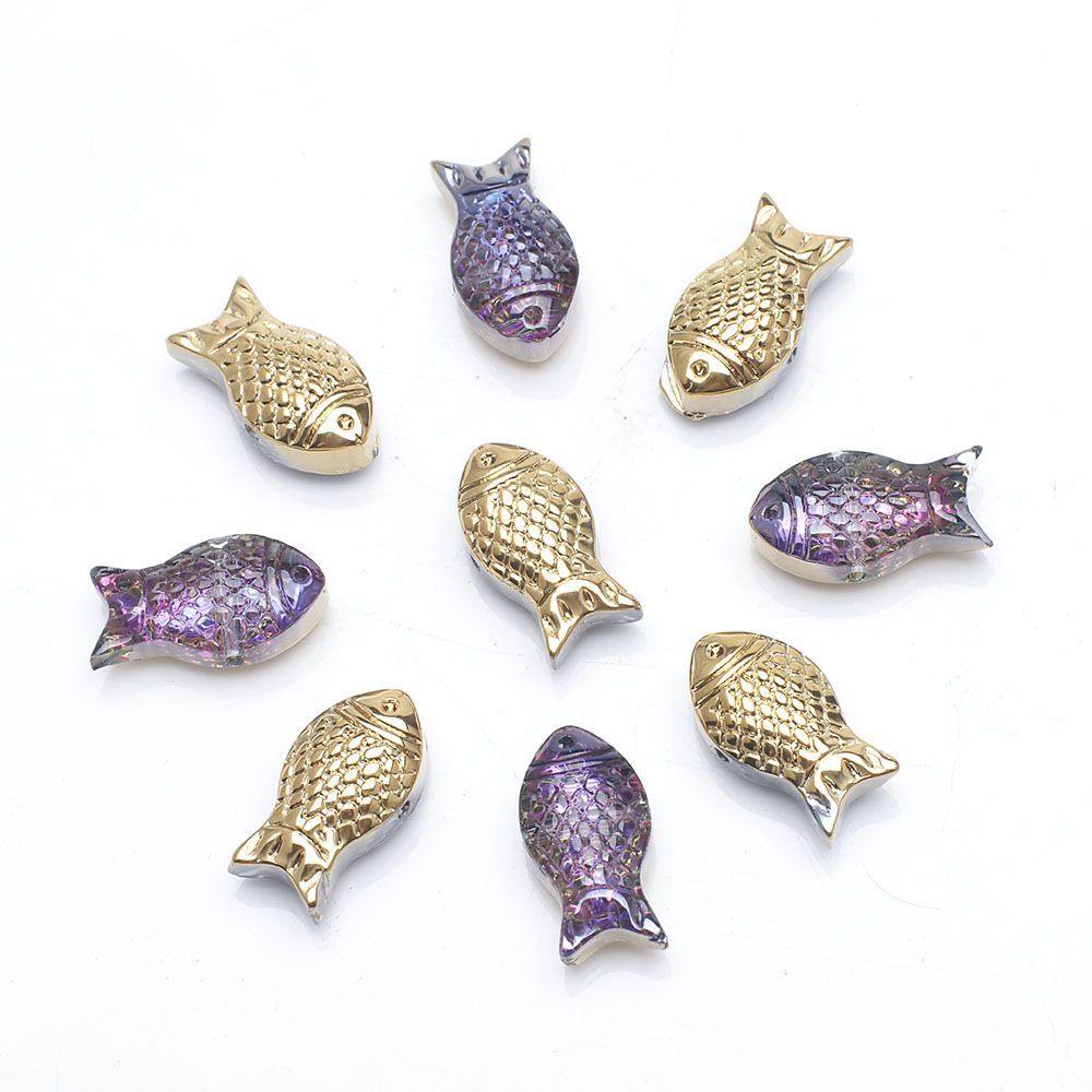30g Weight Beads Jewelry Making Type DIY Jewelry Accessories Classification a Pack of 30 Quantity Crystal Material Fish Pattern Plating Design Cute Style A Pack Of 30 Crystal Fish DIY Jewelry Accessories Beads 16