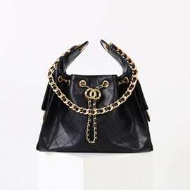 2025新款鱼子酱牛皮抽绳包hobo腋下包菱格链条单肩嬉皮水桶包高级