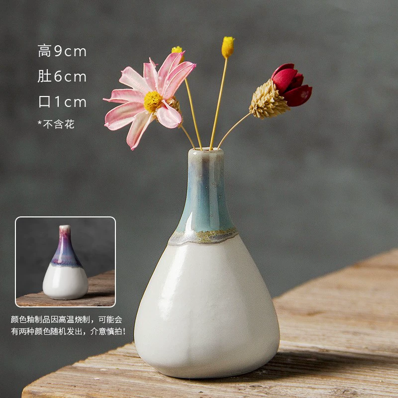 Ceramic Decorative Flower Vases, Handmade Small Tabletop Vase, Glazed Variants