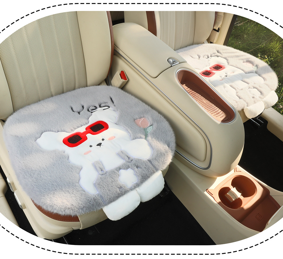 Car Seat Cushion Autumn and Winter Stuffed Warm Thickened Neutral Car Seat Cushion Three-Piece Set Winter Butt Cushion Cartoon
