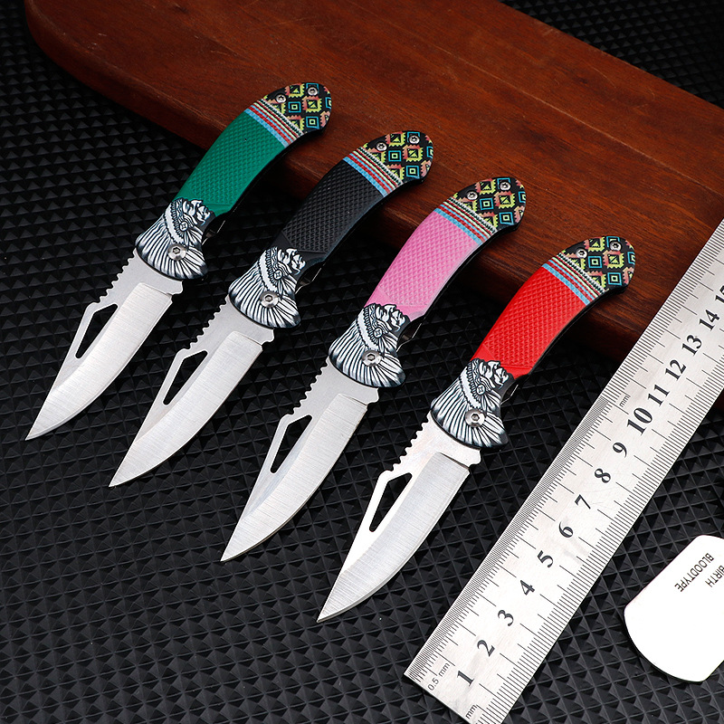 不锈钢柄3D打印折叠刀户外工具防身便携折刀水果刀多款式可选