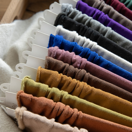 Winter Warm Snow Pile Thicker Warm Fleece Women's Cotton Socks Japanese Medium Cuff Solid Color Cashmere-like Socks