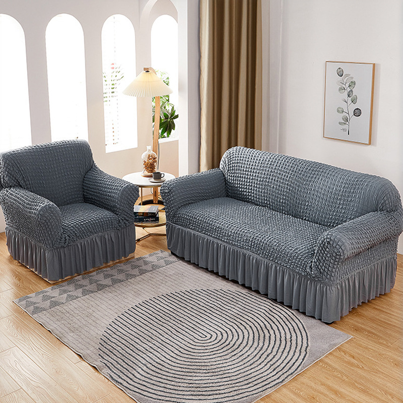 Falda funda de sofá de gasa de burbujas todo incluido cubierta elástica cubierta antipolvo cubierta de sofá al por mayor transfronteriza cojín de toalla de sofá antideslizante