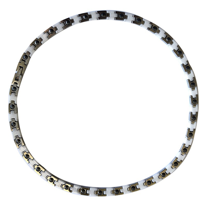 Collar europeo y americano nuevo titanio acero con cerámica bambú unisex magnético impermeable no se desvanece collar