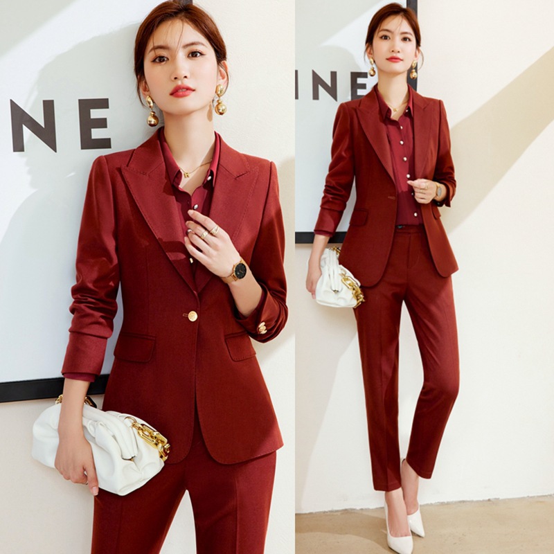 Burgundy autumn classic suit jacket