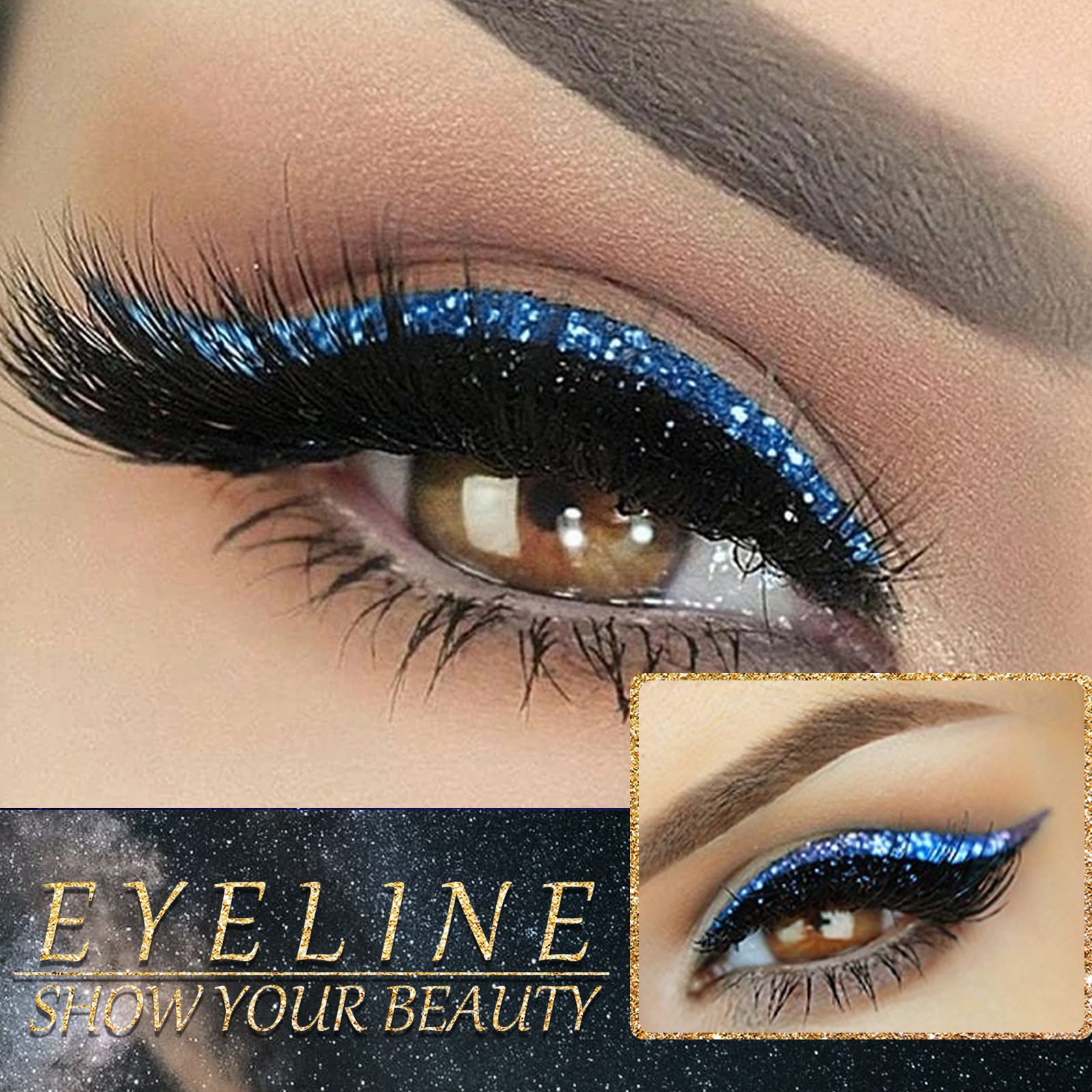 EELHOE glitter eyeliner glue free self-adhesive shadow false curling eyelash eye makeup paste_voghion.com