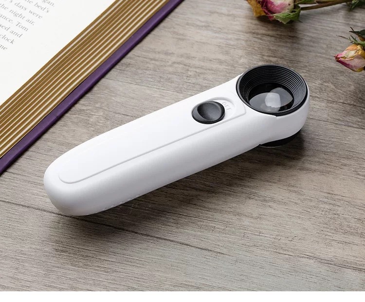 Jinghui Manufacturer HD Acrylic Lens Two LED Light Source Handheld Jewelry Appraisal Magnifying Glass 6B-1B