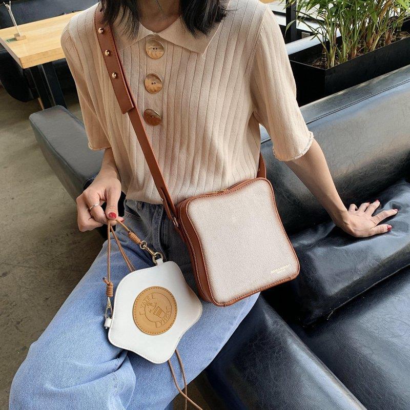 Trendy Spring 2026 New Korean Style Women's Bag with Unique Creative Design of Breakfast Bread and Eggs, Fashionable Single-Shoulder Mother-Daughter Bag